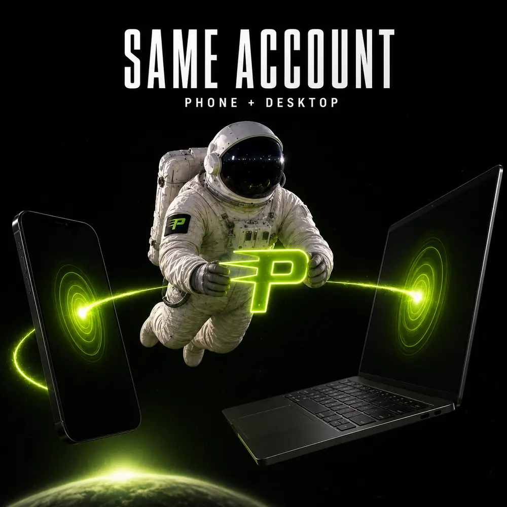 PlayDash account login on the same phone and desktop devices