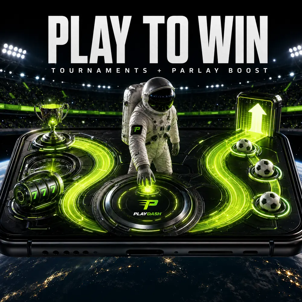 PlayDash tournaments and Parlay Boost rewards with astronaut mascot