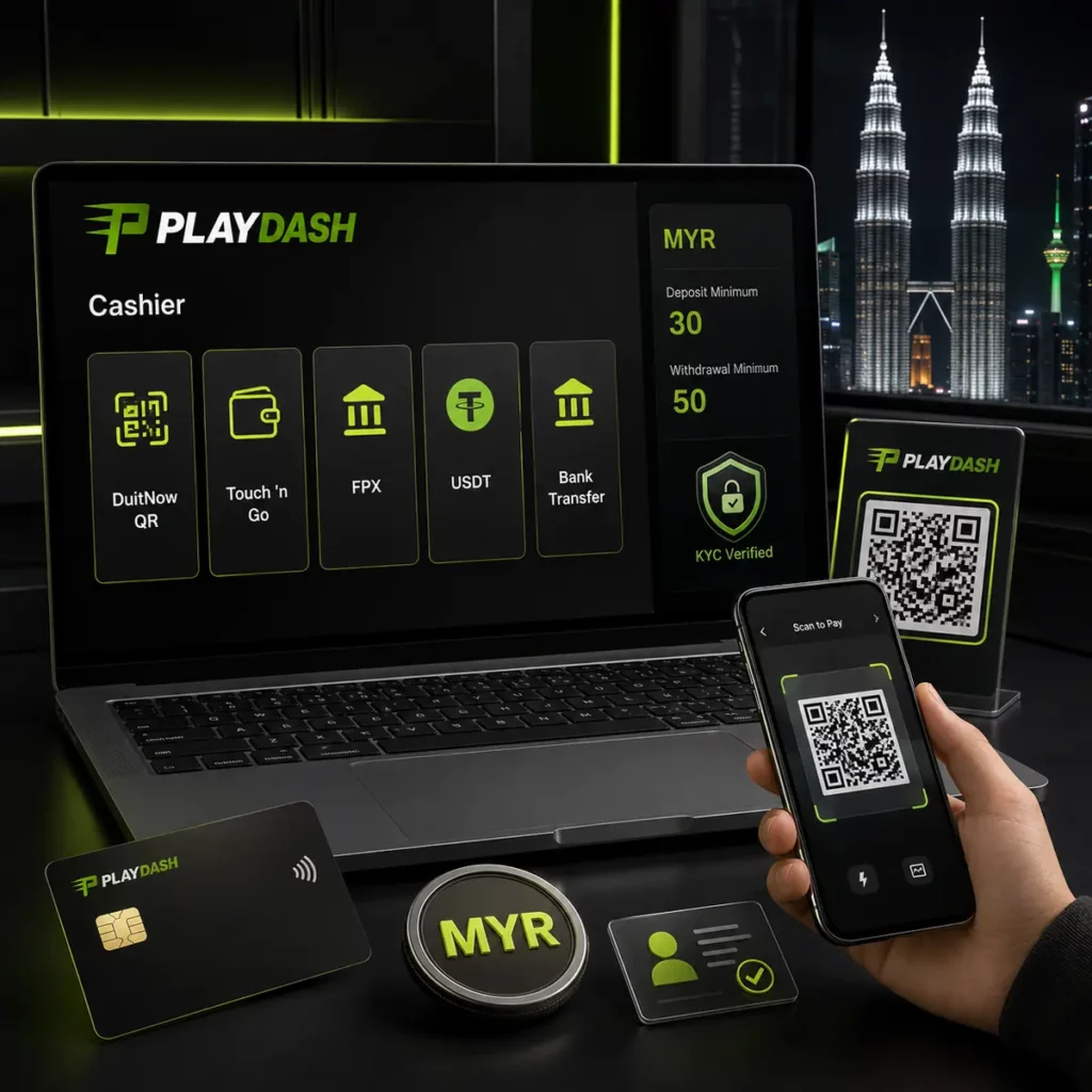 PlayDash Malaysia cashier with DuitNow QR, Touch ’n Go, FPX and MYR limits